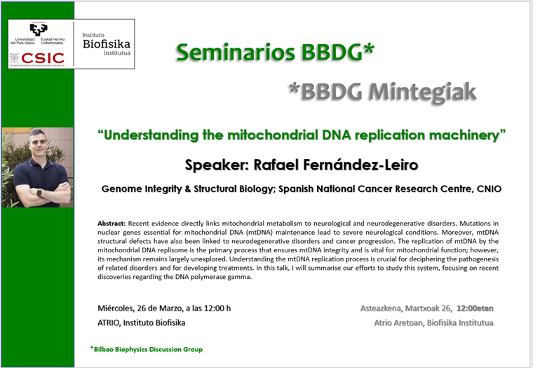 BBDG Seminar: "Understanding the mitochondrial DNA replication machinery"