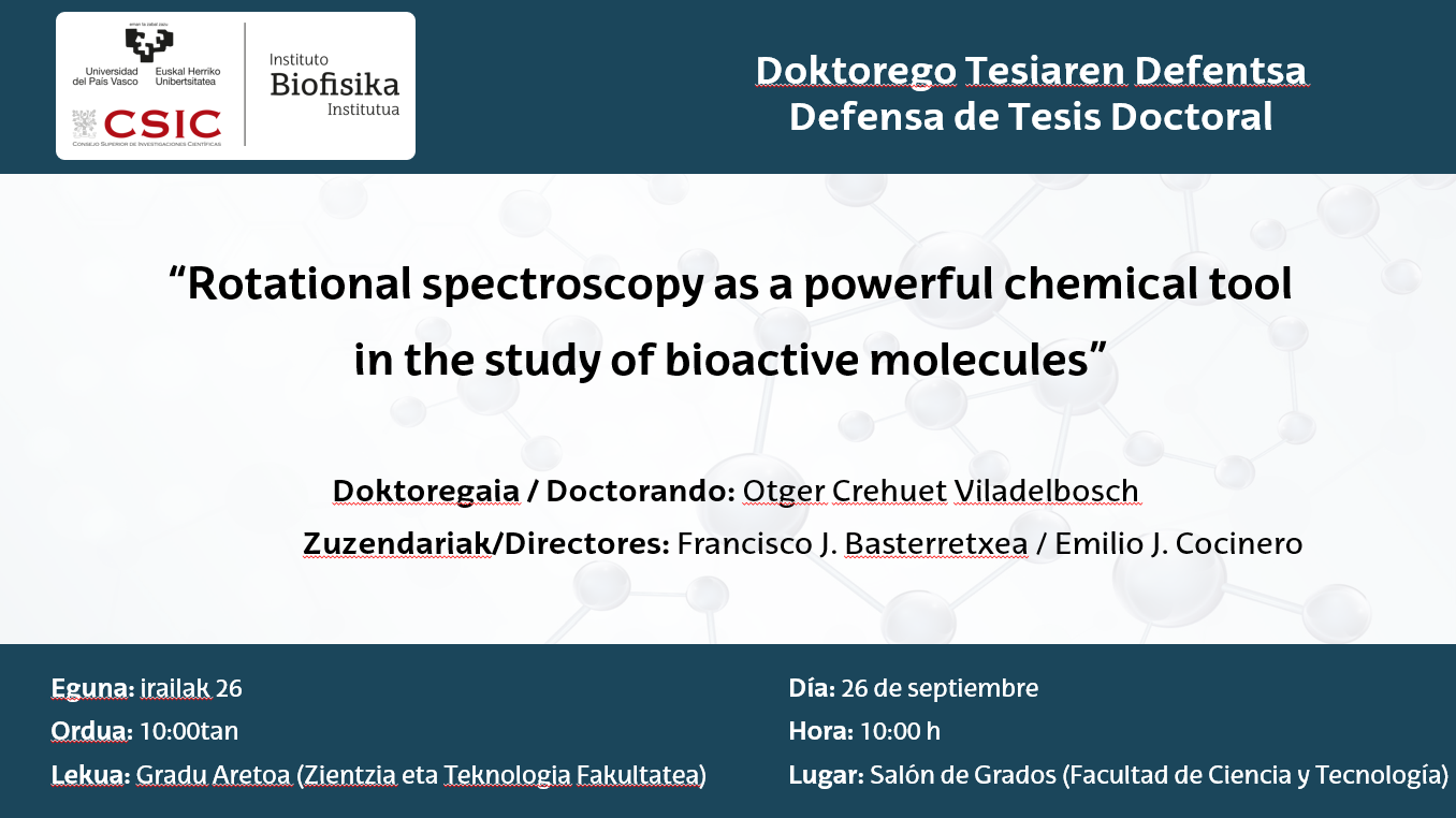 IBF Doctoral Thesis: "Rotational spectroscopy as a powerful chemical tool in the study of bioactive molecules"
